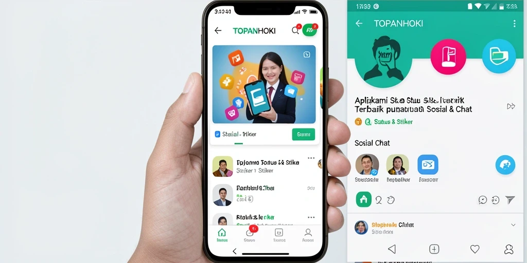 Tampilan antarmuka aplikasi TOPANHOKI dengan koleksi stiker yang menarik.