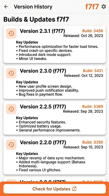 Riwayat Versi f7f7 untuk Pengguna Android